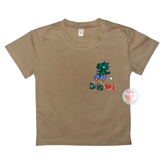 Polera Verano Algodón para Niños Talla 2 a 8 años - Dinosaur Café