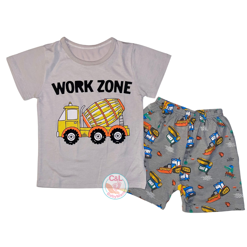 Pijama de Verano para Niños Short/Polera 4-5-6 años Gris Camión