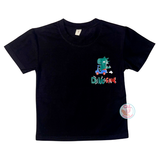 Polera Verano Algodón para Niños Talla 2 a 8 años - Dinosaur Negro