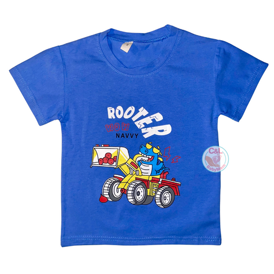 Polera Verano Algodón para Niños Talla 2 a 8 años - DinoJeep Azul