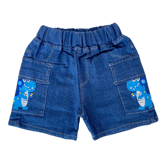 Short de Jeans para Niños - Tallas de 12 Meses a 5 Años Dino Audifonos