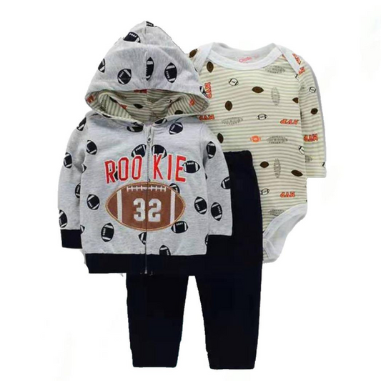 Set 3 Piezas - Conjunto Buzo Afranelado Niño Diseño Rookie Gris