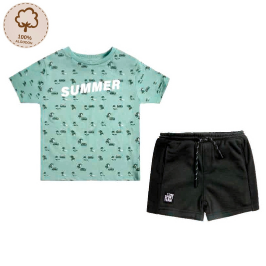 Conjuntos 2 piezas Verano para niños Short-Polera diseño Summer