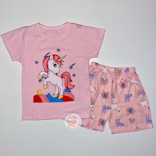 Pijama de Verano para Niñas Short/Polera 4-5-6 años Unicorn Star