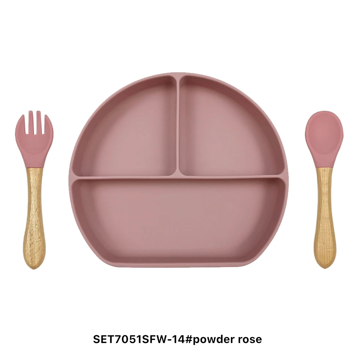 Set De Alimentación Silicona Dividida Con Ventosa Bebés 3pz Rosado Pastel