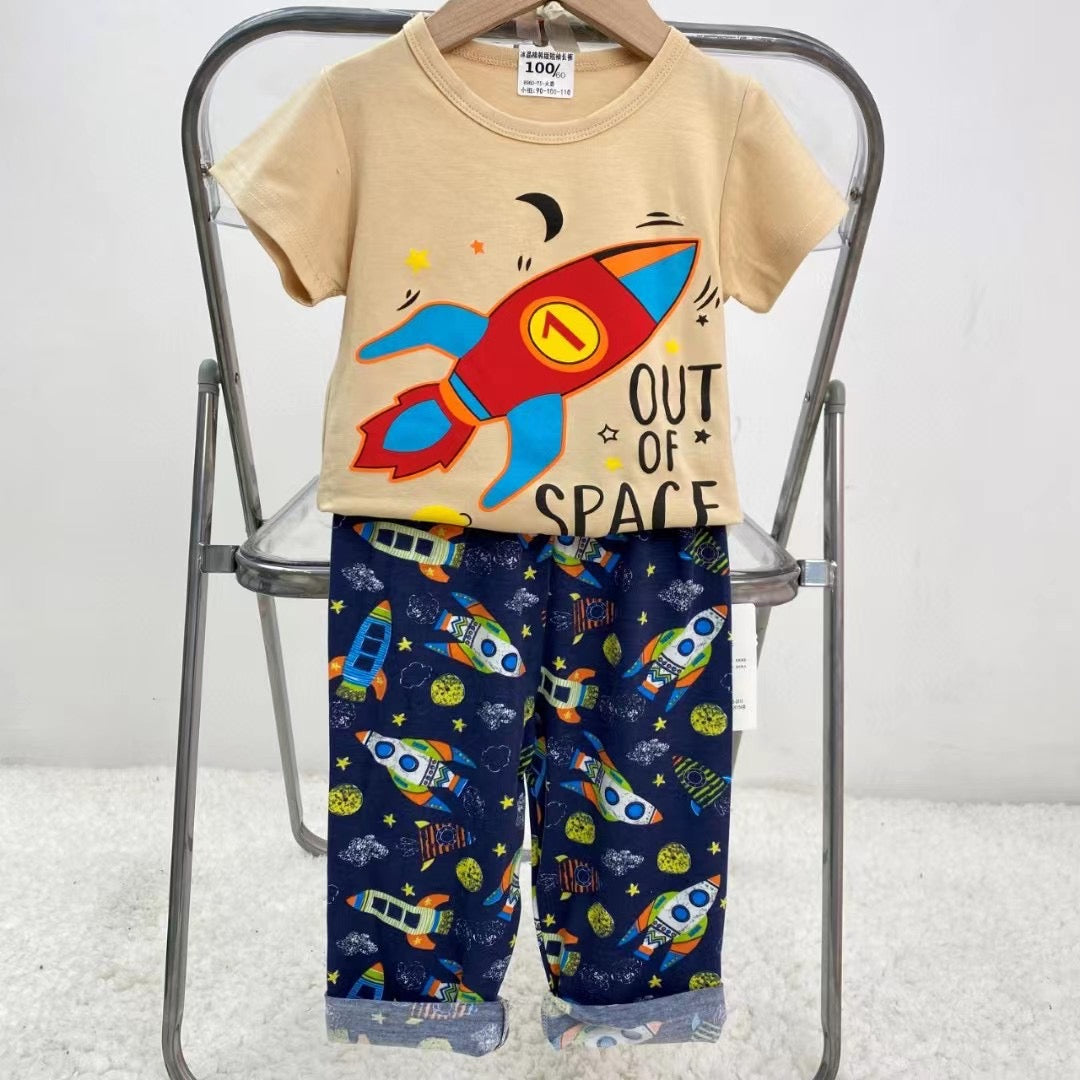 Pijama de Verano para Bebés y Niños Pantalón/Polera 1-2-3 años Cohete