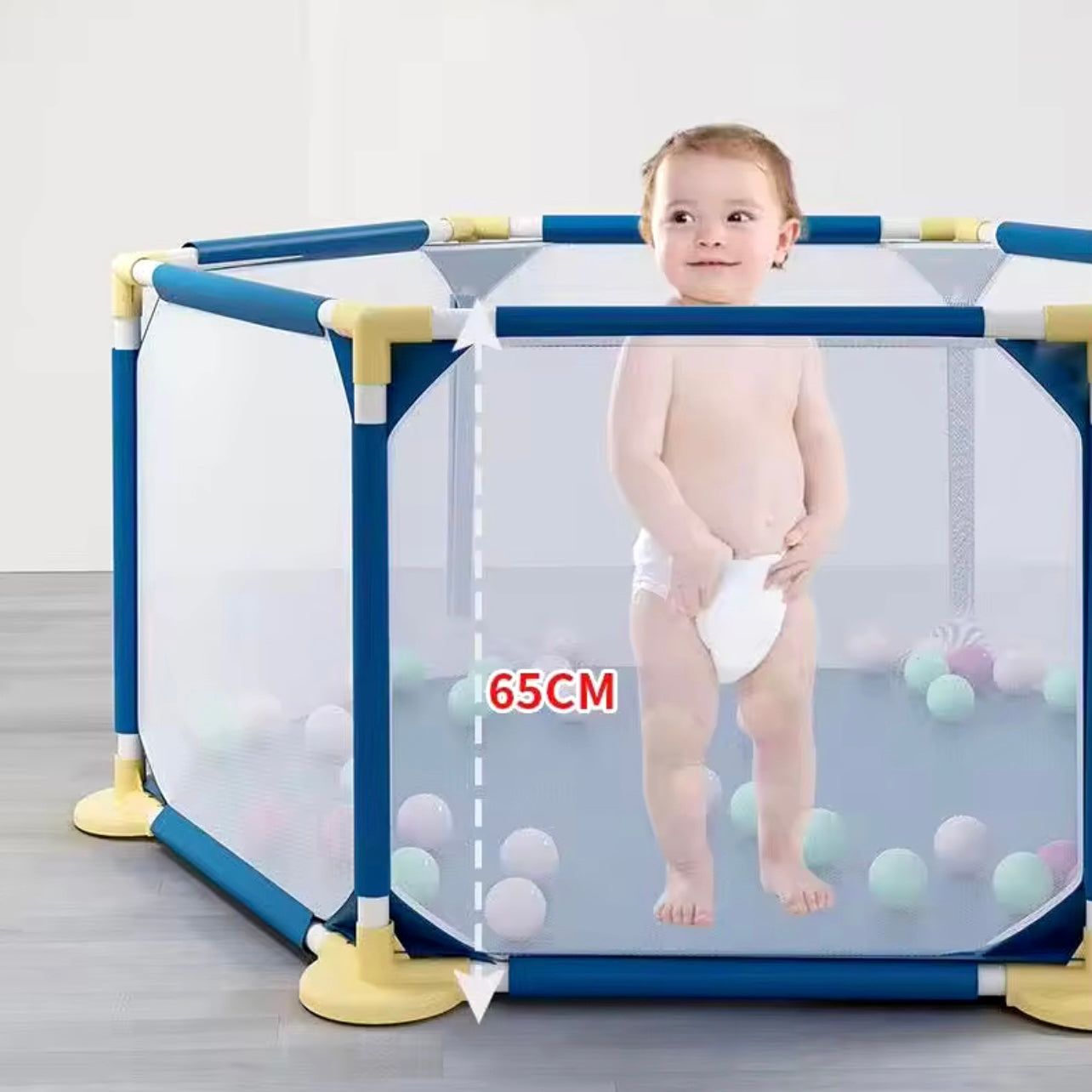 Corral de Seguridad para Bebés con Pelotas Color Celeste - Fácil de Ensamblar