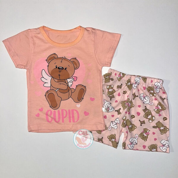 Pijama Verano para Bebés/Niñas 1 Año Polera/Short Osito Rosado