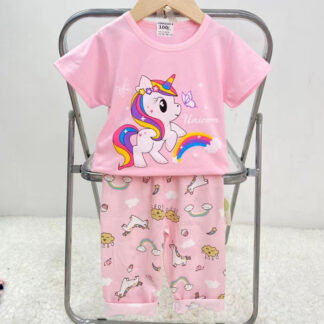 Pijama Niña Unicornio Arcoíris 100% Algodón Polera + Pantalón | Talla 1