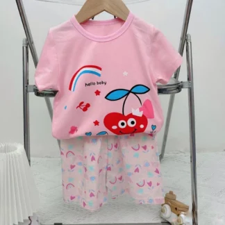 Pijama Niña Corazones 100% Algodón Polera + Short | Talla 1