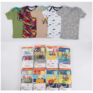 Pack 5 Poleras Bebé Niño Manga Corta 100% Algodón | Remate