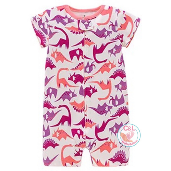 Enteritos para Bebés Niñas 100% Algodón blanco Dinos 6 meses