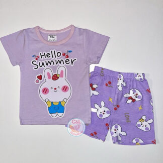 Pijama Niña Hello Summer 100% Algodón Polera + Short | Talla 1