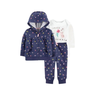 Conjunto Buzo Bebé Niña Flores 3 Piezas 100% Algodón | Remate