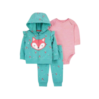 Conjunto Buzo Bebé Niña Zorrita 3 Piezas 100% Algodón | Remate
