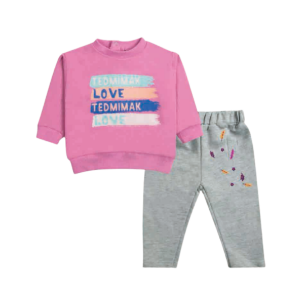 Buzos de 2 Piezas 100% Algodón para Bebés y Niñas - Rosa 6 meses