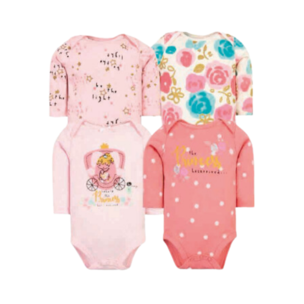 Pack de 4 Bodys Manga Larga para Bebé Niña - Carruaje