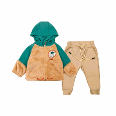 Buzos de 2 Piezas 100% Algodón para Bebés y Niños - Felpa Beige