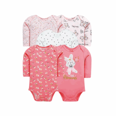 Pack de 5 Bodys Manga Larga para Bebé Niña - Conejita Princess