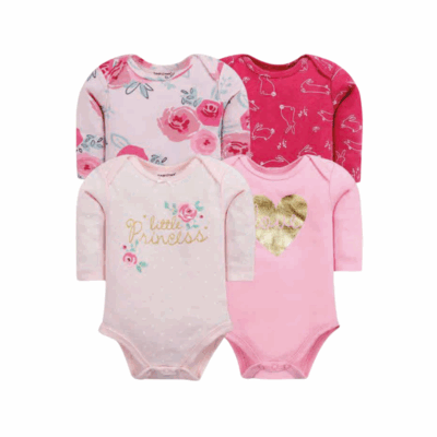 Pack de 4 Bodys Manga Larga para Bebé Niña - Little Princess