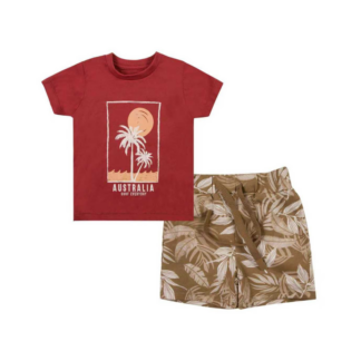 Conjunto Bebé Niño Polera y Short Tropical 2 Piezas 100% Algodón | Remate