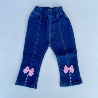 Jeans Niña con Lazos Decorativos | Cintura Elasticada | Remate Tallas 1 y 2
