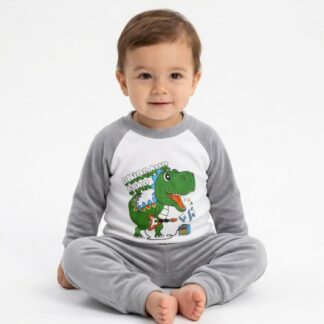 Pijama Piel de Durazno Infantil – Dinosaurios 3 Colores (1–4 Años)