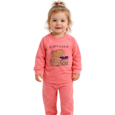 Pijama Piel de Durazno Infantil – Capibara Té 3 Colores (1–4 Años)
