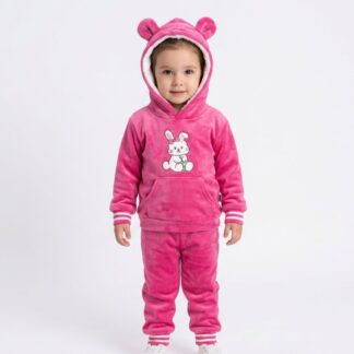 Buzo Plush Niña Conejita con Capucha | Conjunto 2 Piezas Tallas 1 a 4