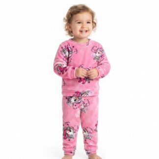 Pijama Plush Niña – Unicornio y Conejita – Invierno