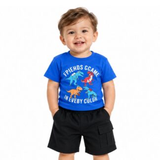 Conjunto Niño Dinosaurios Polera 100% Algodón + Short Deportivo – Talla 1 | Remate