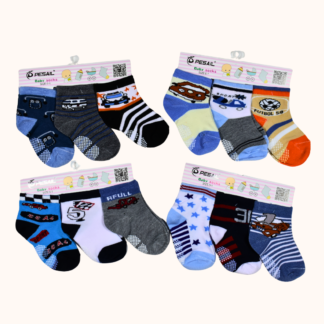 Calcetines cortos Algodón Antideslizantes, Pack 6 y 12 pares Surtidos | Tallas 0–1 a 2–4