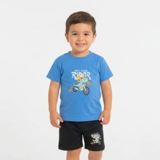 Conjunto de verano para niño Dino Moto: polera y short de algodón