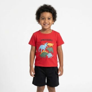 Conjunto de verano para niño Dinosaurios: polera y short de algodón