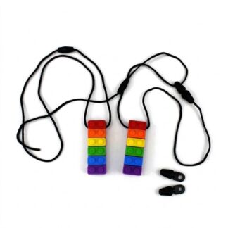 Pack 2 Collares Mordedores Sensoriales Bloque Arcoíris Niños