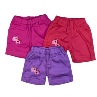 Short de tela para niña con unicornio bordado | Liquidación