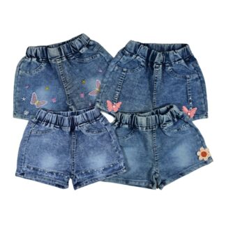 Short de jeans para niña con bordados y aplicaciones | Liquidación